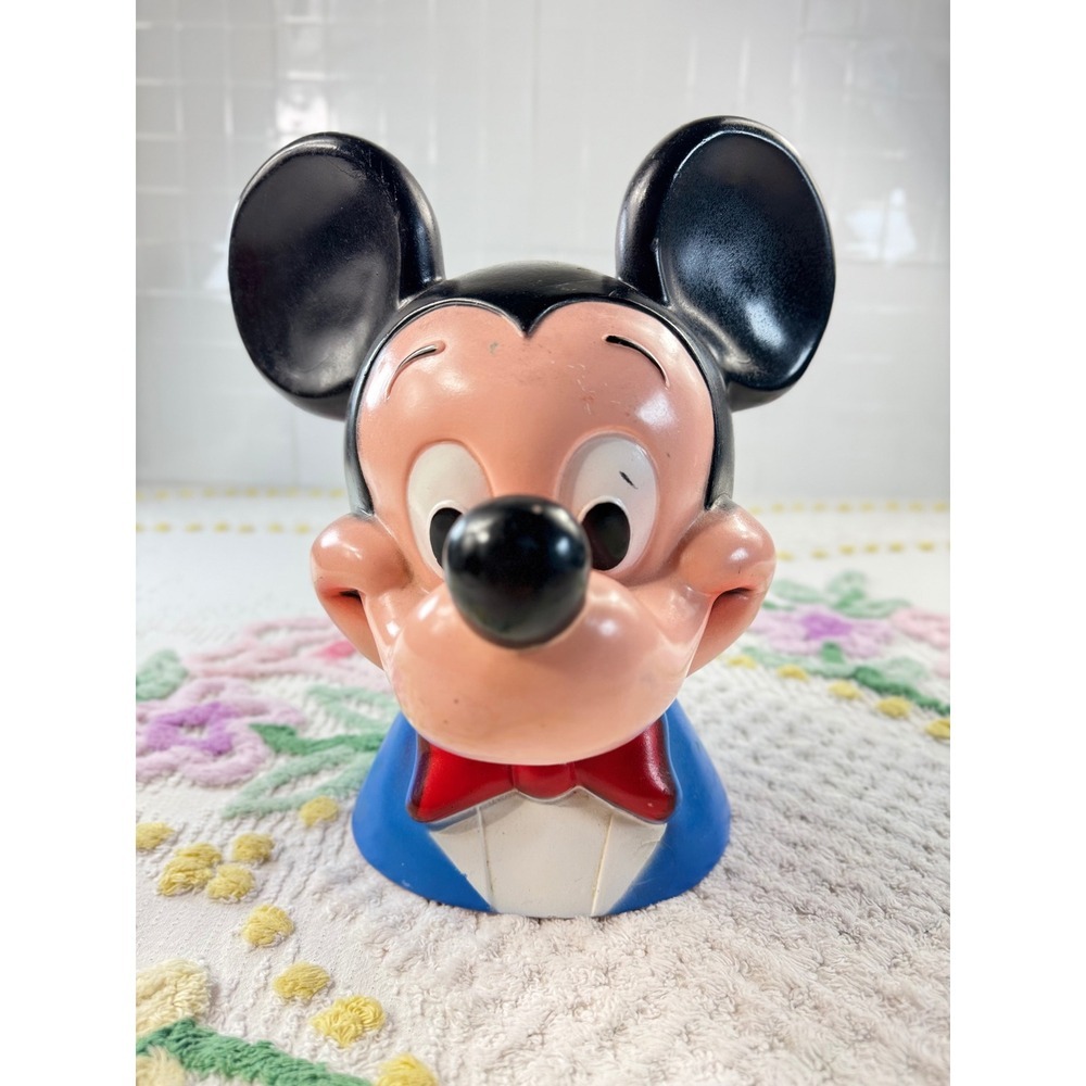 Vintage 1971 Mickey Mouse Bank Play Pal Plastics Walt Disney Productions 11 Inch